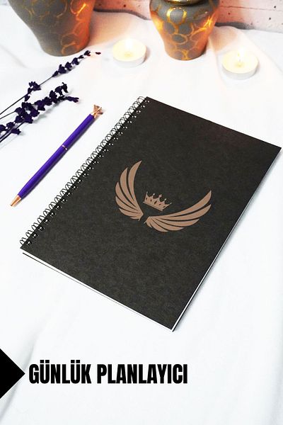 markcat A5 Wing Themed Black Kraft Cover Notebook - Daily Planner - 45 Sheets (90 Pages) 15X21 cm