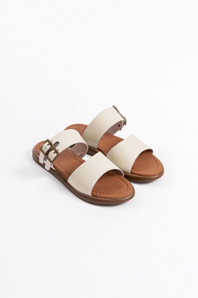 Zerenyus Kares Premium Beige Genuine Leather Slippers