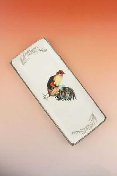 Bursa Porselen Dekor Retro Rooster Porcelain Cheese/Prezentaion Tray