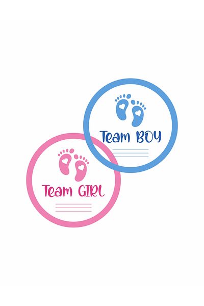 OEM Set of 20 stickers for Gender Reveal party - Team boy Team girl, diameter 7 cm