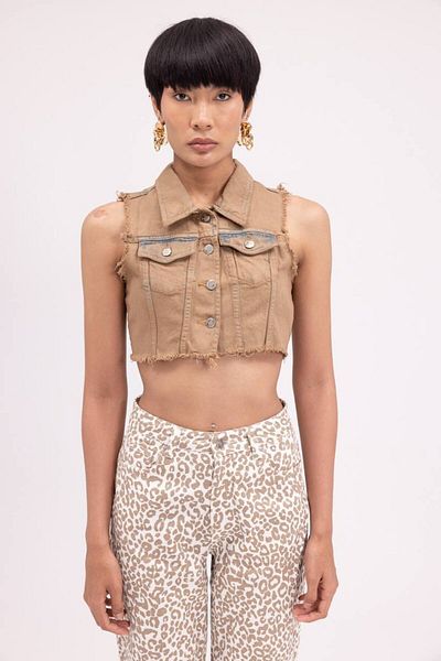 DENİKK Trend Laser Tint Washed Denim Jeans Vest with Aged Effect