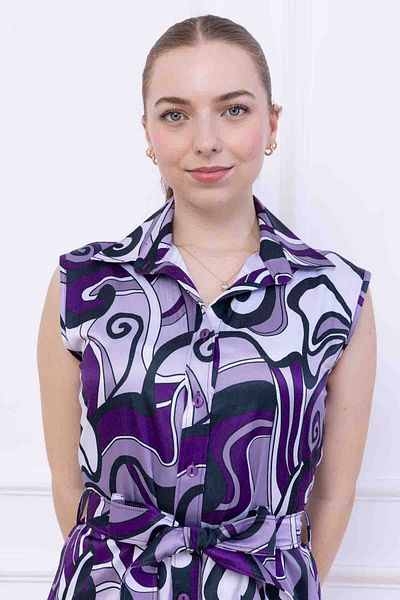 FİDEY Women's Shirt Dress Patterned Satin