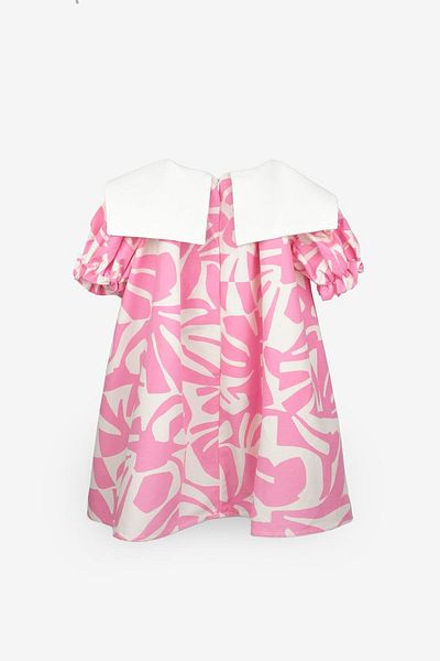 Le Mabelle Pink Leaf Patterned Girl's Dress - Bloom