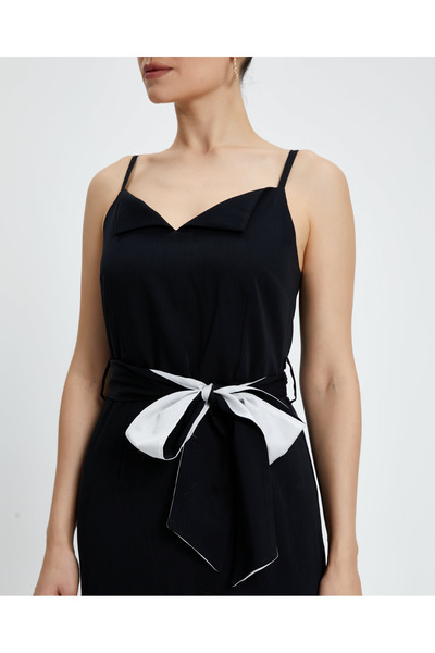 SERPİL Kadın Askılı Uzun Elbise - Kemer Detaylı - Modern ve Şık - Günlük ve Özel Günler için Elbise