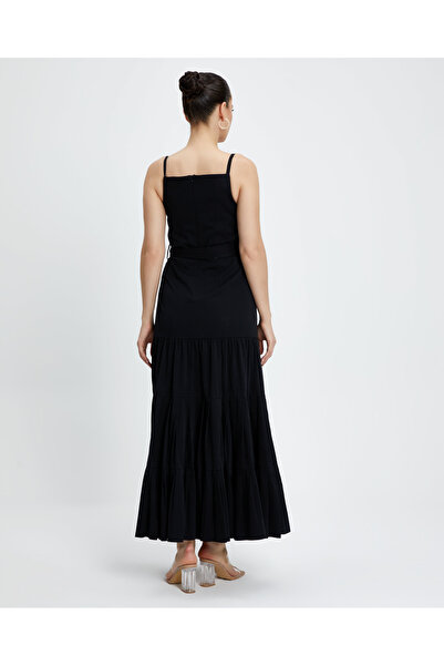 SERPİL Kadın Askılı Uzun Elbise - Kemer Detaylı - Modern ve Şık - Günlük ve Özel Günler için Elbise