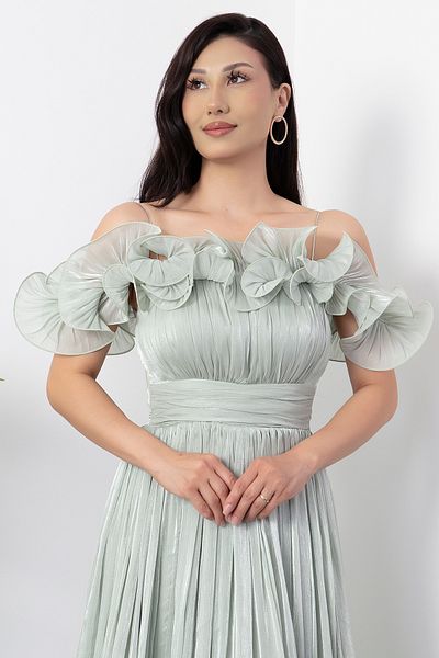 PULLIMM Rochie de seară cu decolteu în formă de inimă și fustă cu volane BAL139