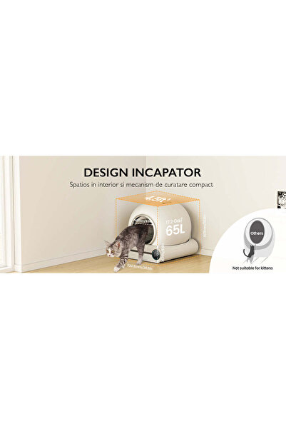 GRUNLUFT Litiera automată inteligentă pentru pisici PurrfectLitter, albă