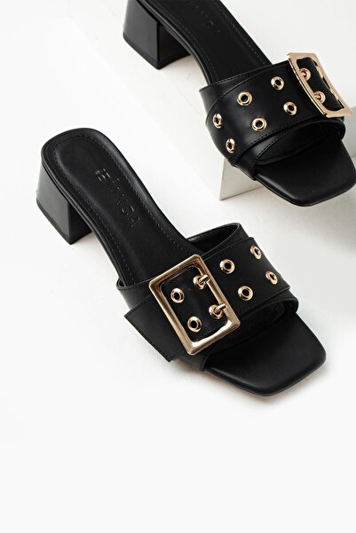 CanBambi Papuci de zi cu zi pentru femei Papuci cu o singură curea cu toc gro...