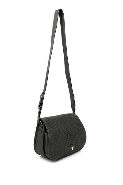 GÖNDERİ(R) Women / Girls Gray Antique Genuine Leather Long Strap Straw Knitted Shoulder Bag