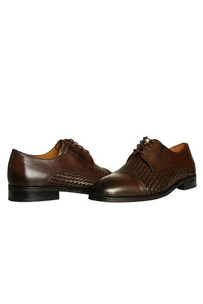Platin Brown Knitted Leather Men's Leather Classic Shoes