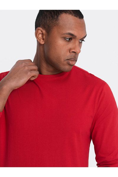 OMBRE BASIC Herren Longsleeve mit Rundhalsausschnitt - rot V5 OM-LSBL-0106 XL