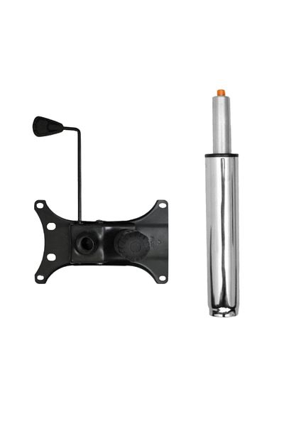 Depox Set de discuri de echilibru metalice, 22 cm x 15 cm și cilindru cu piston, gaz, pentru scaune de birou, argintiu, 35 cm