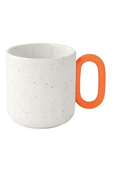 EasyLife Microwave and Dishwasher Safe Porcelain Coffee Mug White and Orange 350ml