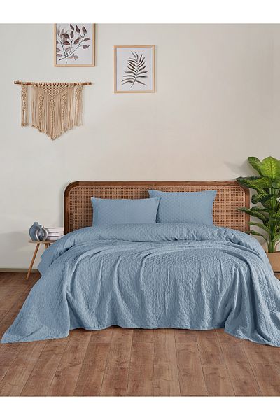 BED LİNE Set cuvertură de pat Cambridge single cu cutie albastră