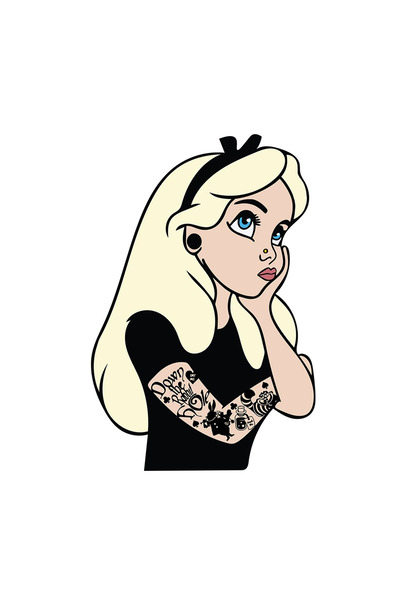 INOVATIX Set de 8 piese, autocolant tatuat pentru braț cu Alice în Țara Minun...