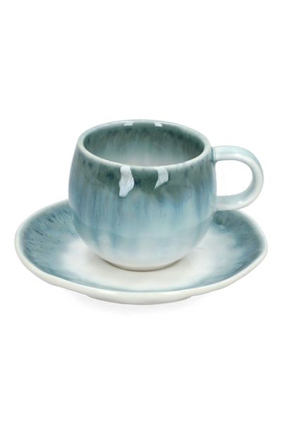 EasyLife Nuances Collection Porcelain Coffee Cup with Saucer Green and White 120ml