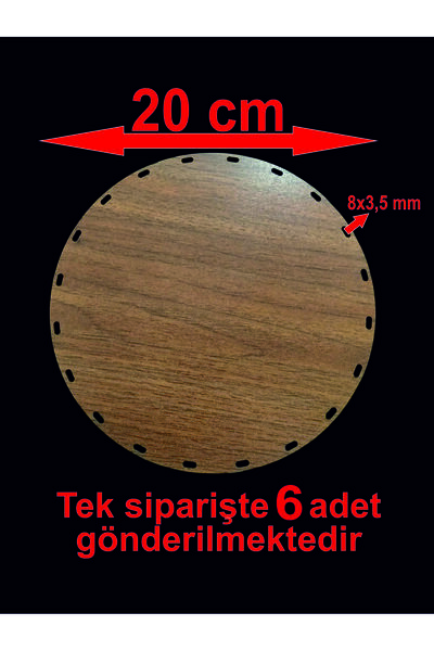 ASUDE HEDİYELİK Drveni orah 20 cm 6 komada Bambus pladnja za pletenje Supla p...