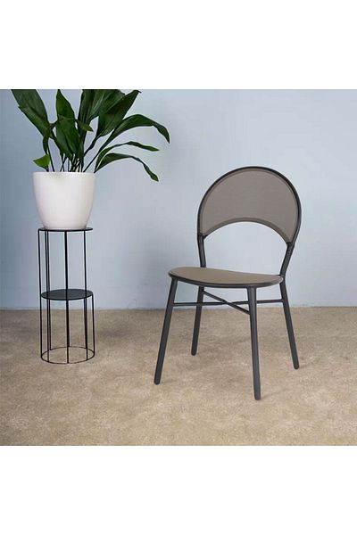 rexa Iron chair with plastic wicker - black 45-57-84 cm