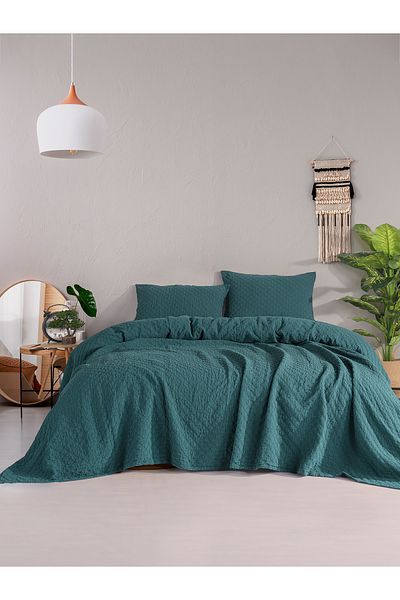 BED LİNE طقم مفرش سرير كامبريدج مفرد باللون الأخضر الداكن