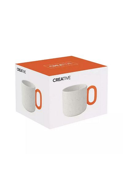 EasyLife Microwave and Dishwasher Safe Porcelain Coffee Mug White and Orange 350ml