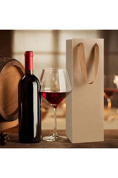 fulina Wine gift bags, set of 12, durable, with handles, suitable for single bottles of red wine, brown