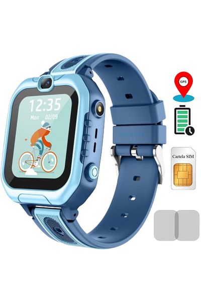 Smart Vibe Smartwatch for Kids GPS Tracker MiniWATCH® eKiD15 4G Video Call, Receive/Make Call, Blue