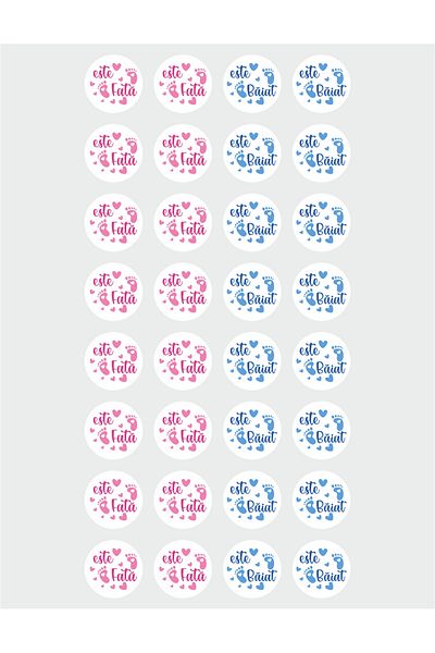 OEM Set of 32 stickers for Gender Reveal party - It's a boy It's a girl, diameter 4 cm, model 3