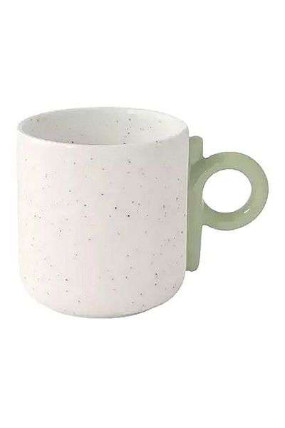 EasyLife Microwave and Dishwasher Safe Porcelain Coffee Mug White and Green 350ml