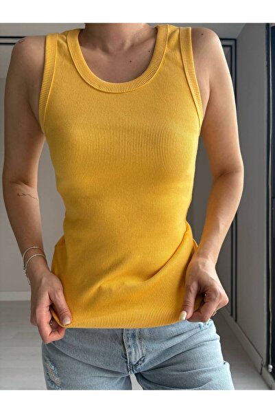 MADAMMERY Premium Kadın Sıfır Kol Kaşkorse Atlet Badi Tshırt %95 Pamuk