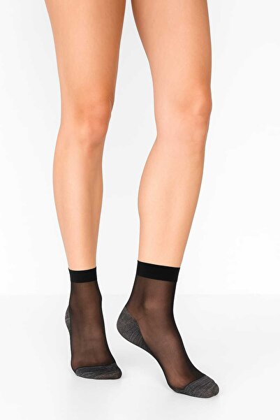 DÜVEN Комфортни черни чорапи до глезена 15 Den - Издръжливи къси чорапи с памучна основа