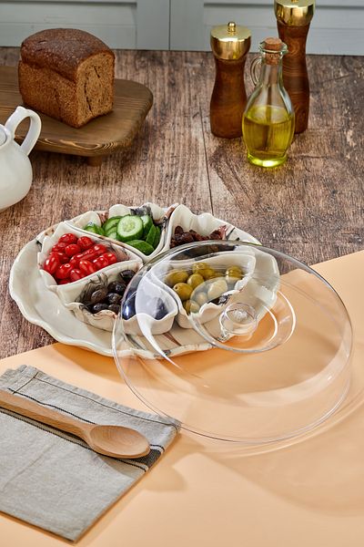 Sezka Life Marble Pattern Fanus Breakfast Set Sauce Bowl, Snack Bowl, Breakfast Set Presentation Bowl