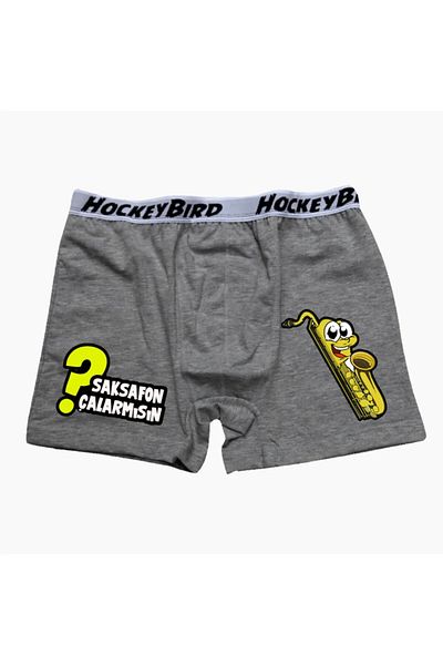 modacix Saxophone Humorous Funny Gray Boxer