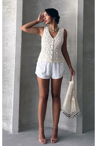 Astrea Butik Top Show Ajurlu Lace Knit Knitted Vest