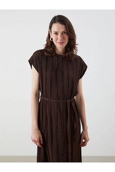 LC Waikiki Lcwaikiki Classic Crew Neck Textured Dress