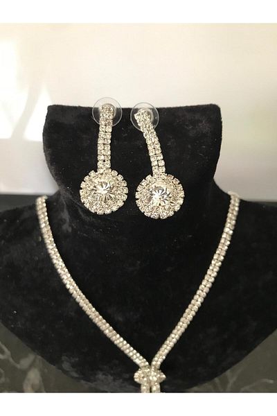 shop Waterway Necklace and Earrings Shiny Set Set Can Be Adjusted Long or Chain ​​Shaped