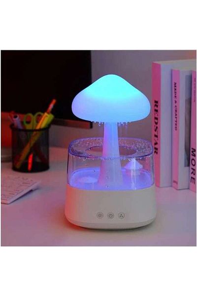 zola Umidificator ciuperca, difuzor arome, efect ploaie, LED 6x, 8 culori, 450 ml, 10W, alb