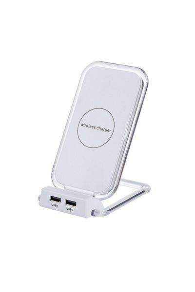 SIKS Încărcător wireless și suport de birou OJD-16 cu 2 porturi USB și 3 bobine, alb