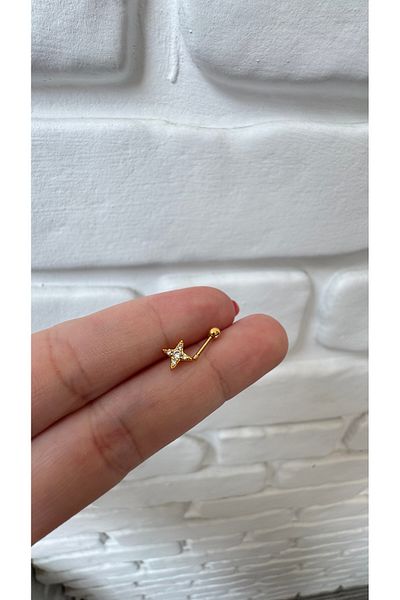 alysa jewelry Surgical Steel Star Detailed Zircon Stone Piercing