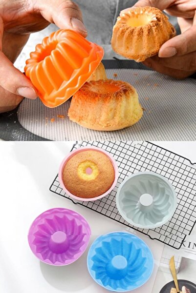 Mutfak Köşesi 6Pcs Silicone Muffin Cake Mold, Reusable Cupcake Browni Cake Mold with Belly, Colorful