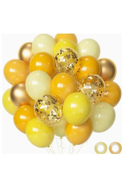 TrendiShop Set 50 Gold Balloons TrendiShop®, Premium Latex, Ideal for Parties and Festive Decorations, Gold, Y
