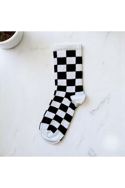 MODA Checkered White Colored Socks