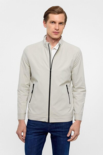 SÜVARİ Bej Slim Düz Dik Yaka Mont