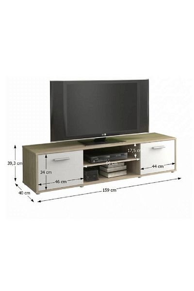 Decorer TV Stand Zuno, MDF Brown Sonoma Oak White, 159x40x39 cm