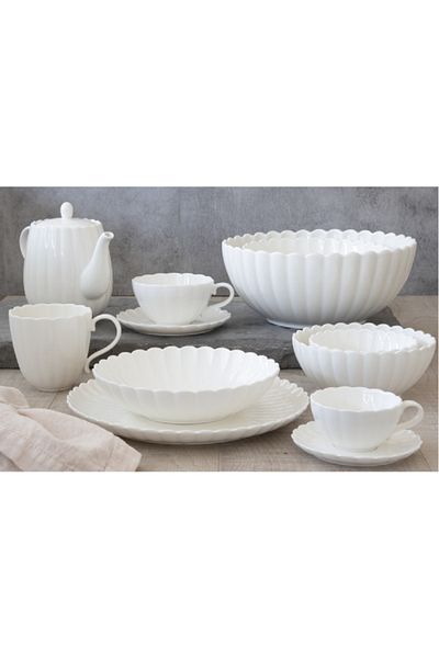 EasyLife Microwave and Dishwasher Safe Porcelain Serving Platter White 36 x 16cm