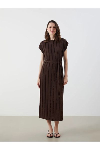 LC Waikiki Lcwaikiki Classic Crew Neck Textured Dress