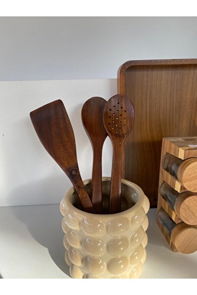 LEONEV Set of 3 Acacia Spoon Spatulas