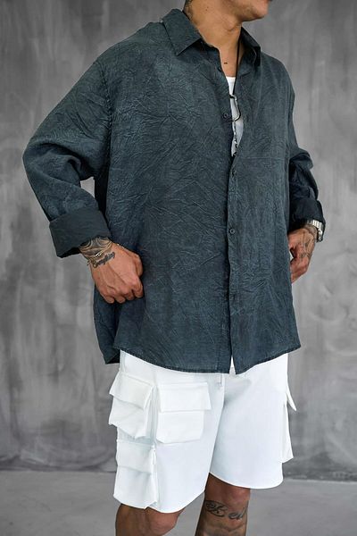 ablukaonline Мъжка ежедневна риза Oversize, антрацит