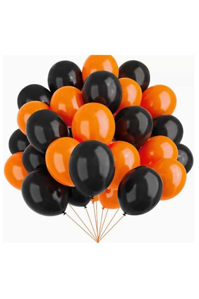 TrendiShop Set 67 balloons Orange and Black TrendiShop®, Premium Latex, Ideal for Parties and Festive Decorati