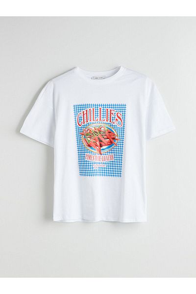 LC Waikiki Tricou de damă oversize cu imprimeu cu gât crew