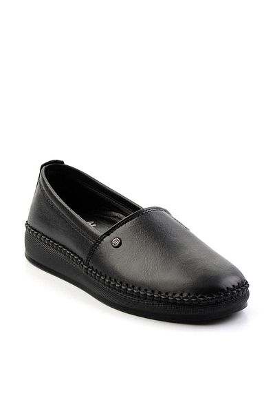 Bambi Black Leather Women's Ballerinas K01523021103